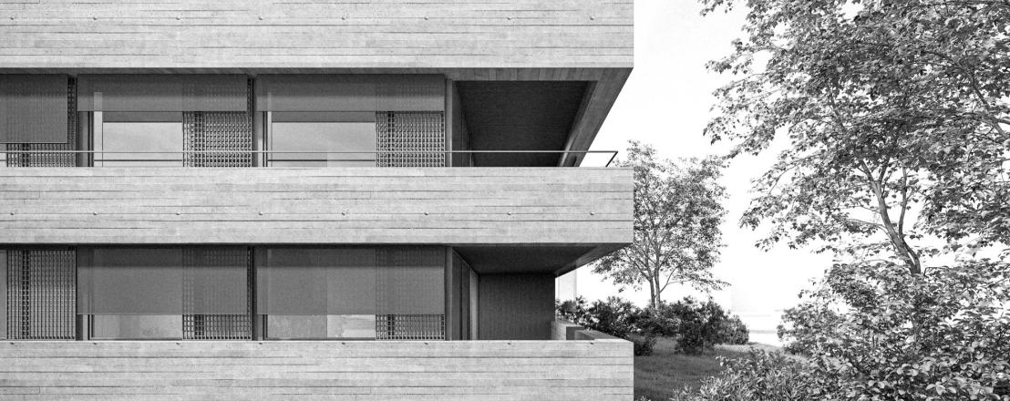 Image for an architectural competition showing a building designed by Baumschlager Hutter Partners.